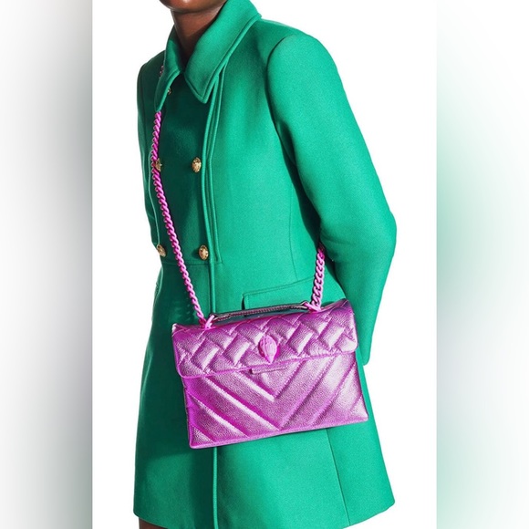KURT GEIGER LONDON Kensington Drench Magenta Leather Shoulder Bag - Picture 5 of 9